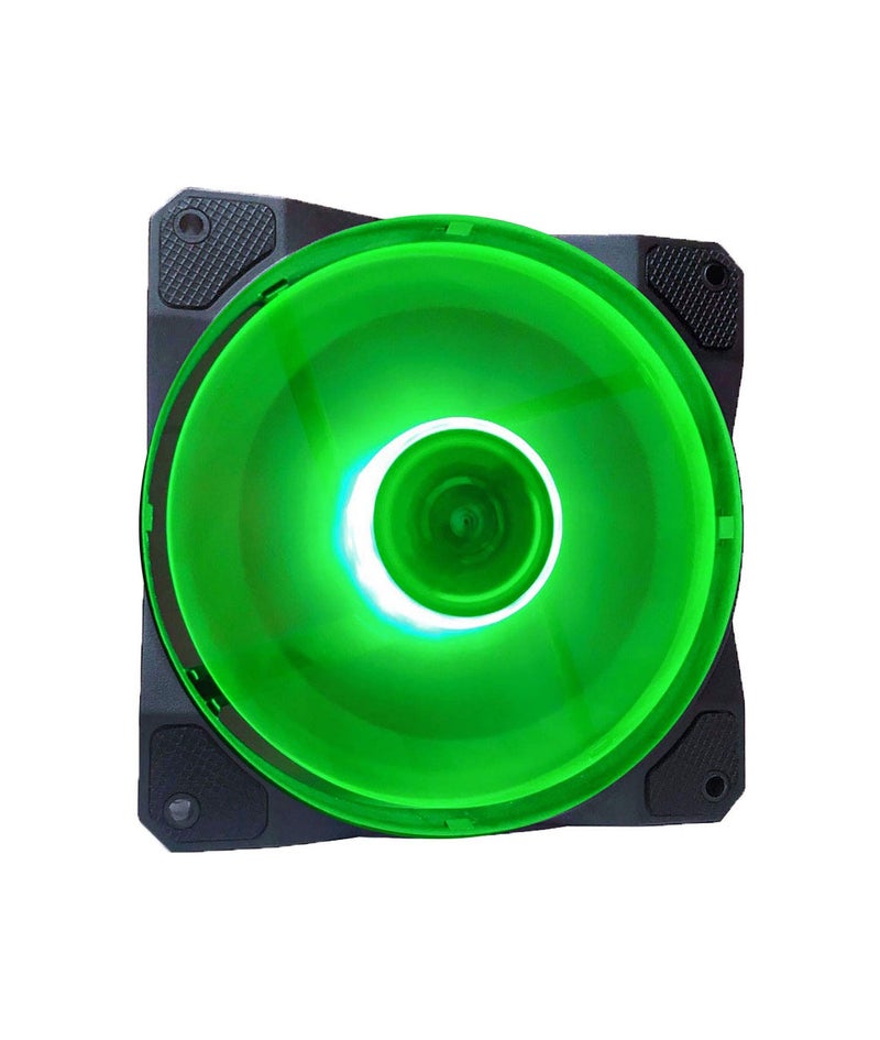 APEVIA CO1012L-GN Cosmos 120mm Green LED Ultra Silent Case Fan w/ 16 LEDs & Anti-Vibration Rubber Pads (10 Pk) - Image 2